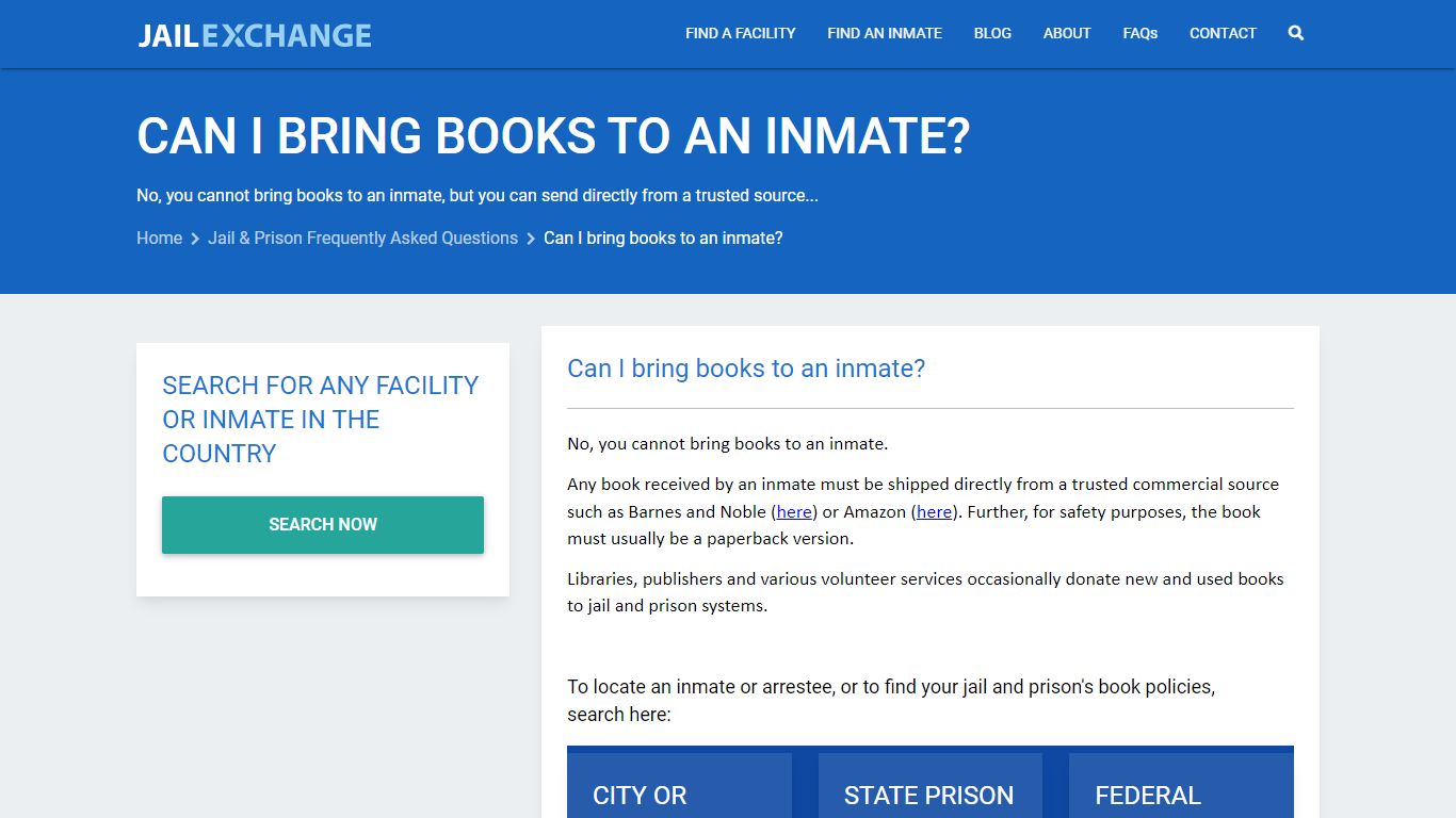 Can I bring books to an inmate? - Jail Exchange